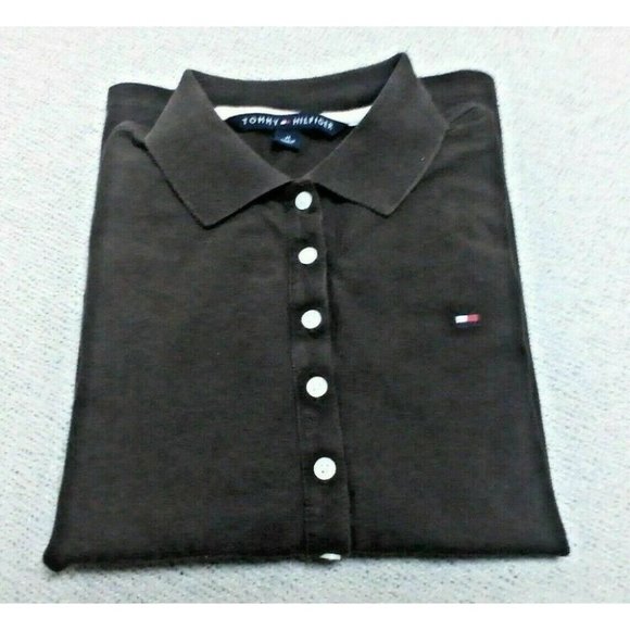 Tommy Hilfiger Unisex Collar Shirt Long Sleeve Top Button Taper Cut Brown Size M - Picture 2 of 16
